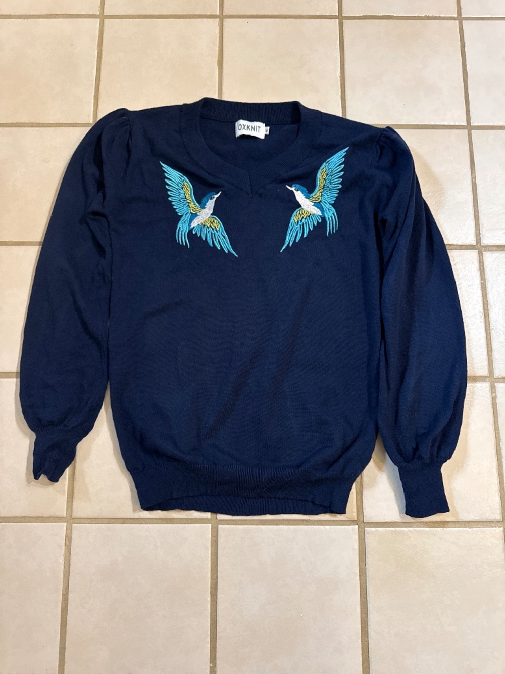 Women oxknit sweater blue